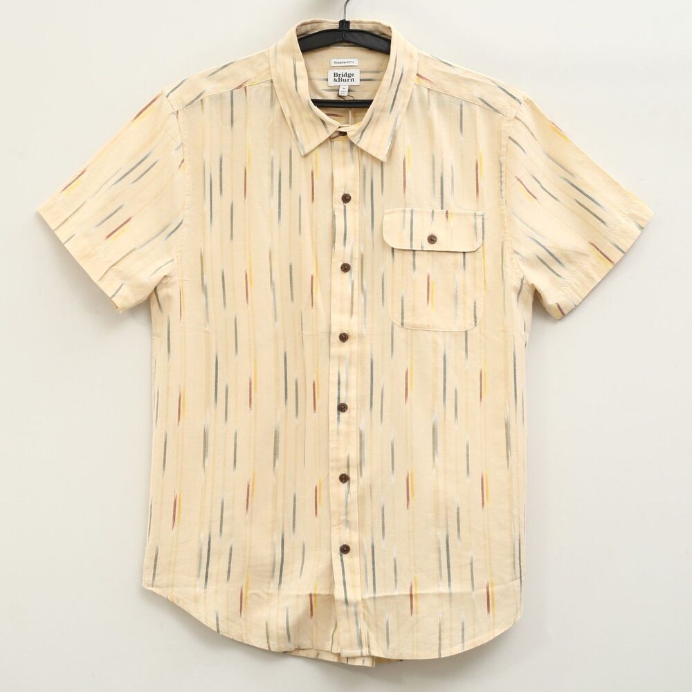 Bridge & Burn Short Sleeves Buttondown Men's Shirt Printed Standard Fit M 288080